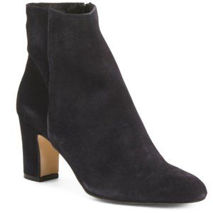 New HELENE ROUGE Suede Ankle Heel Women's Boots Black Size 38  MADE in SPAIN